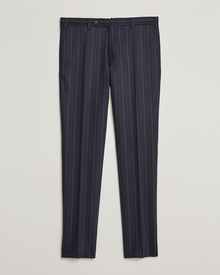 Heren | Broeken | Incotex | Wool/Cashmere Stretch Pinstripe Trousers Navy