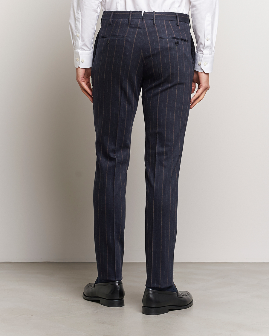 Heren | Broeken | Incotex | Wool/Cashmere Stretch Pinstripe Trousers Navy