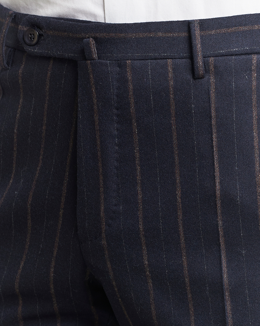 Heren | Broeken | Incotex | Wool/Cashmere Stretch Pinstripe Trousers Navy