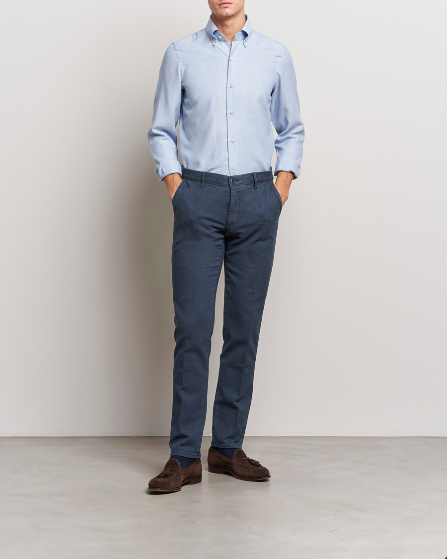 Heren | Broeken | Incotex | Slim Fit Overdyed Microstructure Slacks Dark Blue