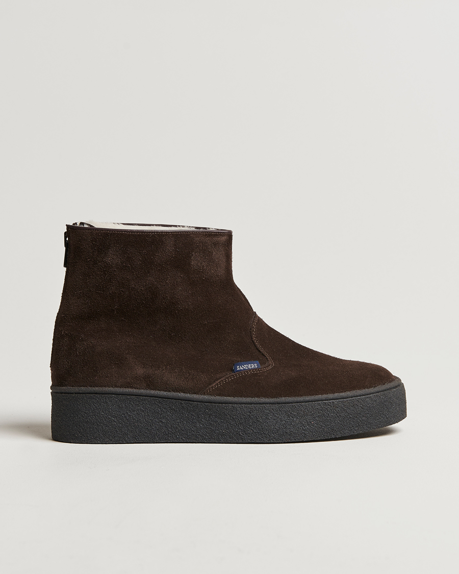 Heren | Laarzen | Sanders | Sherling Lined Suede Curling Boot Chocolate