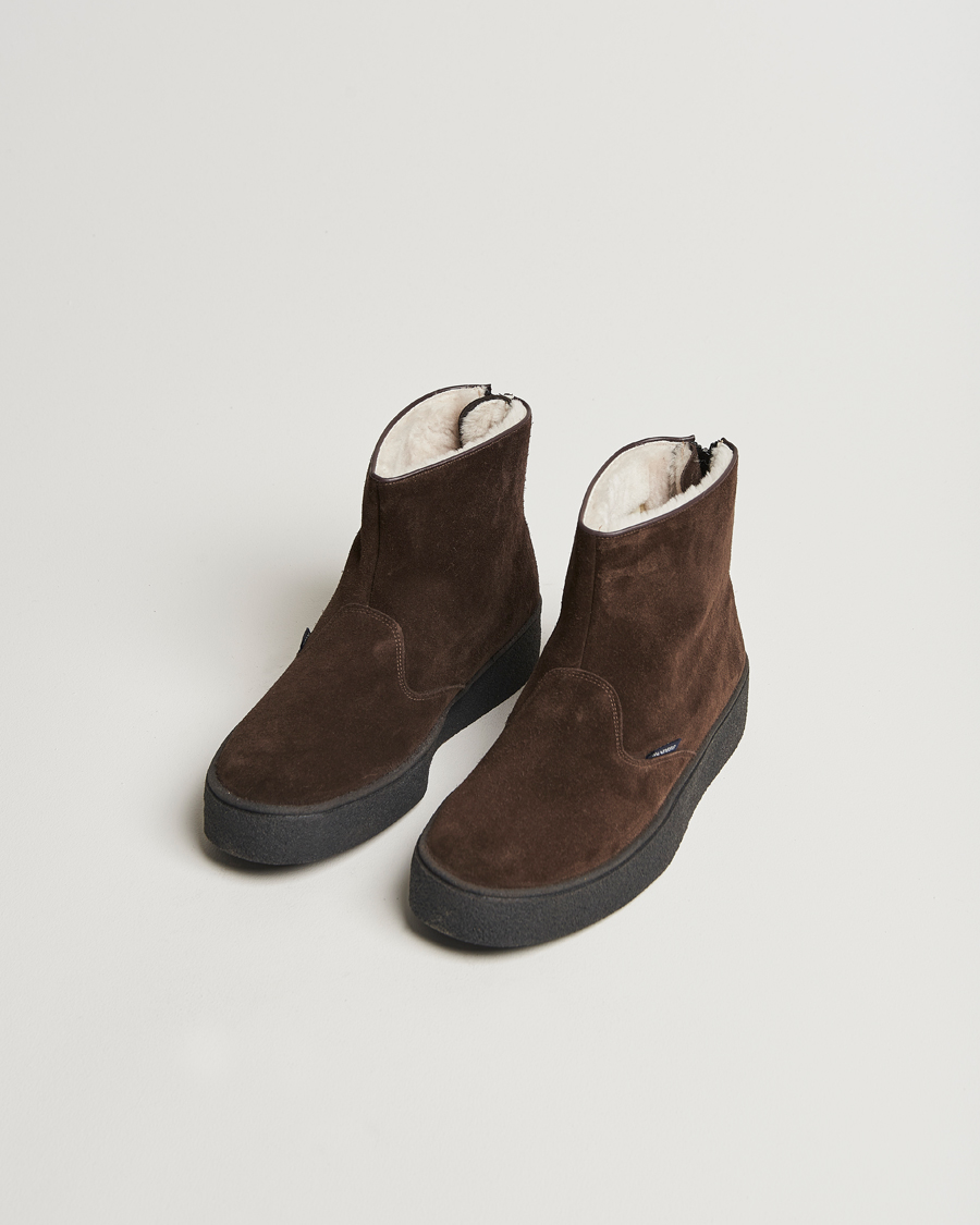 Heren | Laarzen | Sanders | Sherling Lined Suede Curling Boot Chocolate