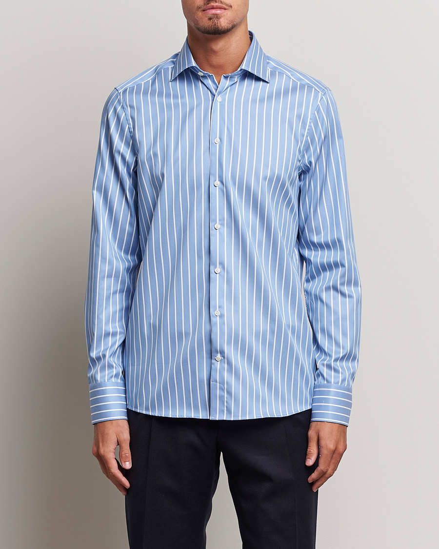 Heren |  | Stenströms | Slimline Striped Cut Away Shirt Blue