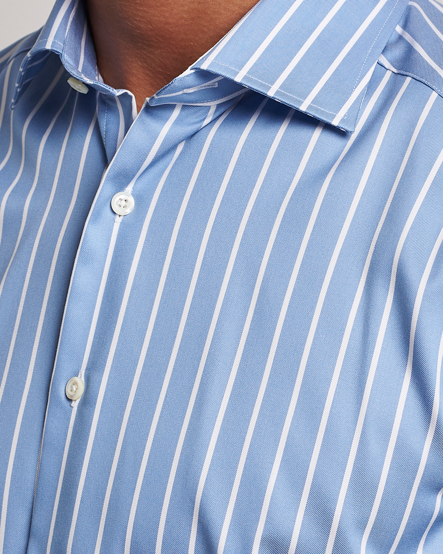 Heren | Overhemden | Stenströms | Slimline Striped Cut Away Shirt Blue