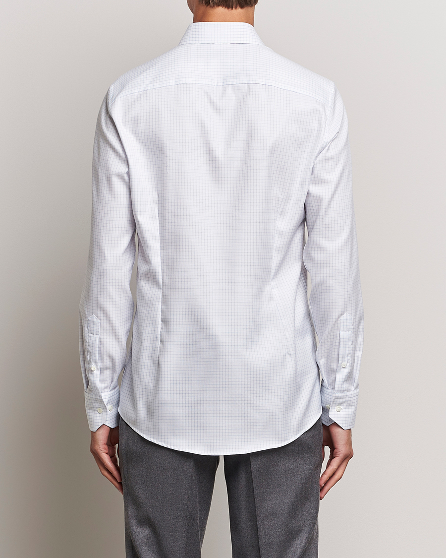Heren | Overhemden | Stenströms | Slimline Thin Check Cut Away Shirt White