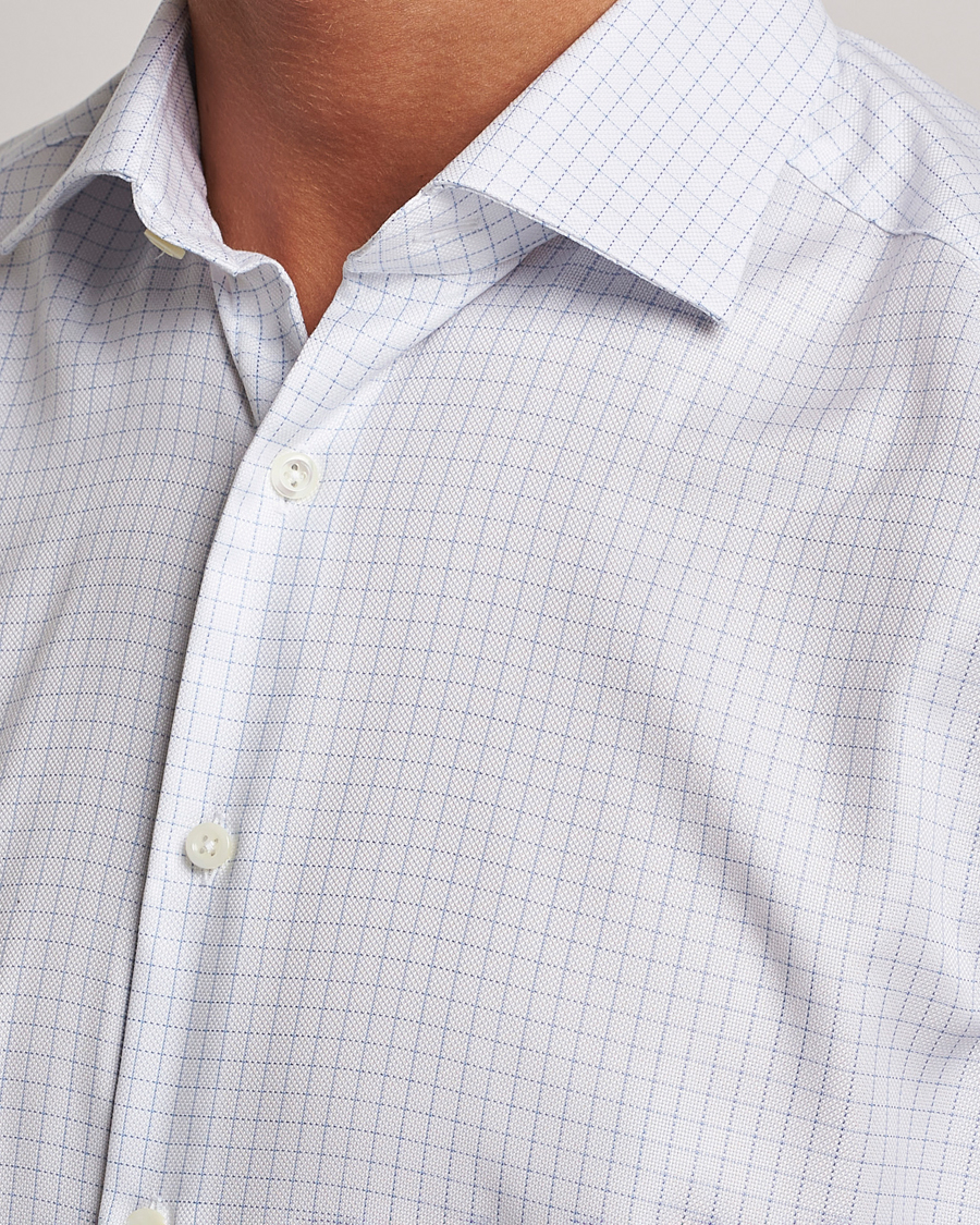 Heren | Overhemden | Stenströms | Slimline Thin Check Cut Away Shirt White