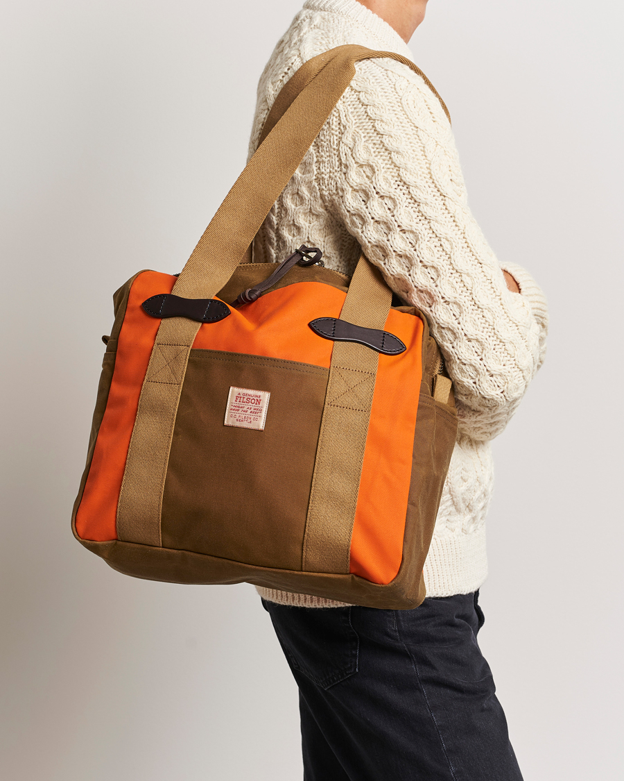 Men | Filson | Filson | Tin Cloth Tote Bag Dark Tan/Flame