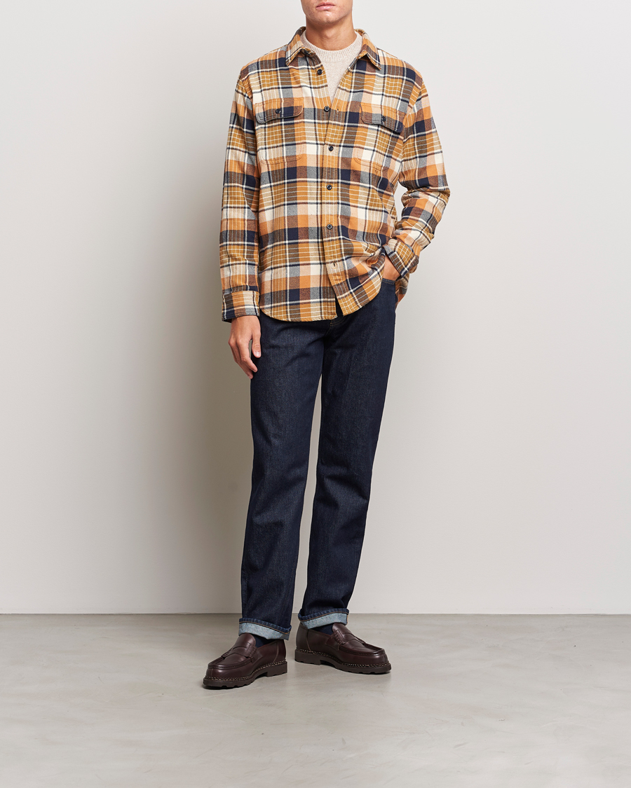 Heren | Overhemden | Filson | Vintage Flannel Work Shirt Navy/Cumin Red