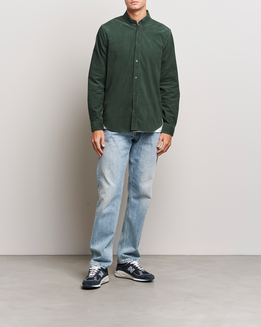 Heren | Overhemden | Samsøe Samsøe | Samsøe & Samsøe Liam Baby Cord Shirt Garden Topiary