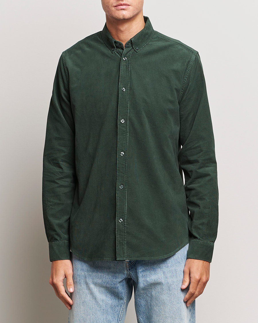 Heren | Overhemden | Samsøe Samsøe | Samsøe & Samsøe Liam Baby Cord Shirt Garden Topiary