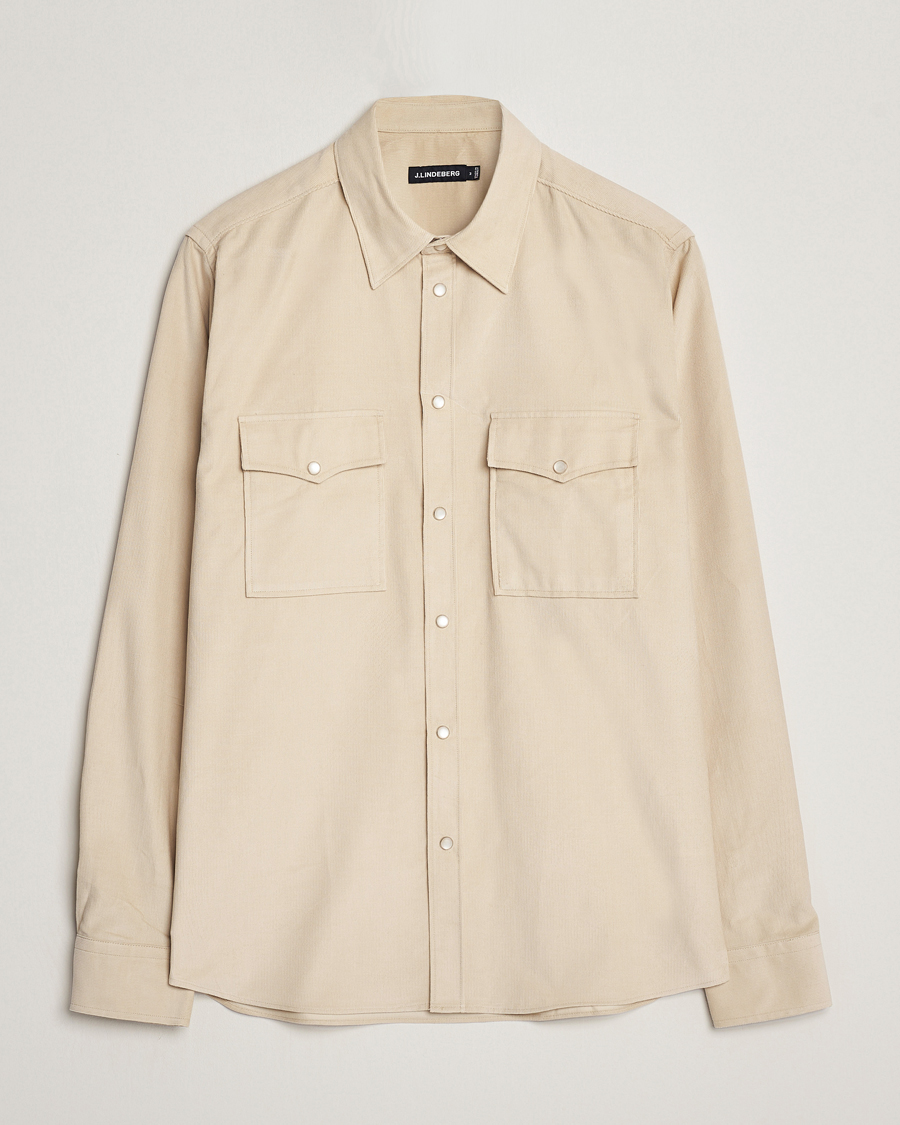Heren | Overhemden | J.Lindeberg | Carlos Reg Cord Shirt Oyster Grey