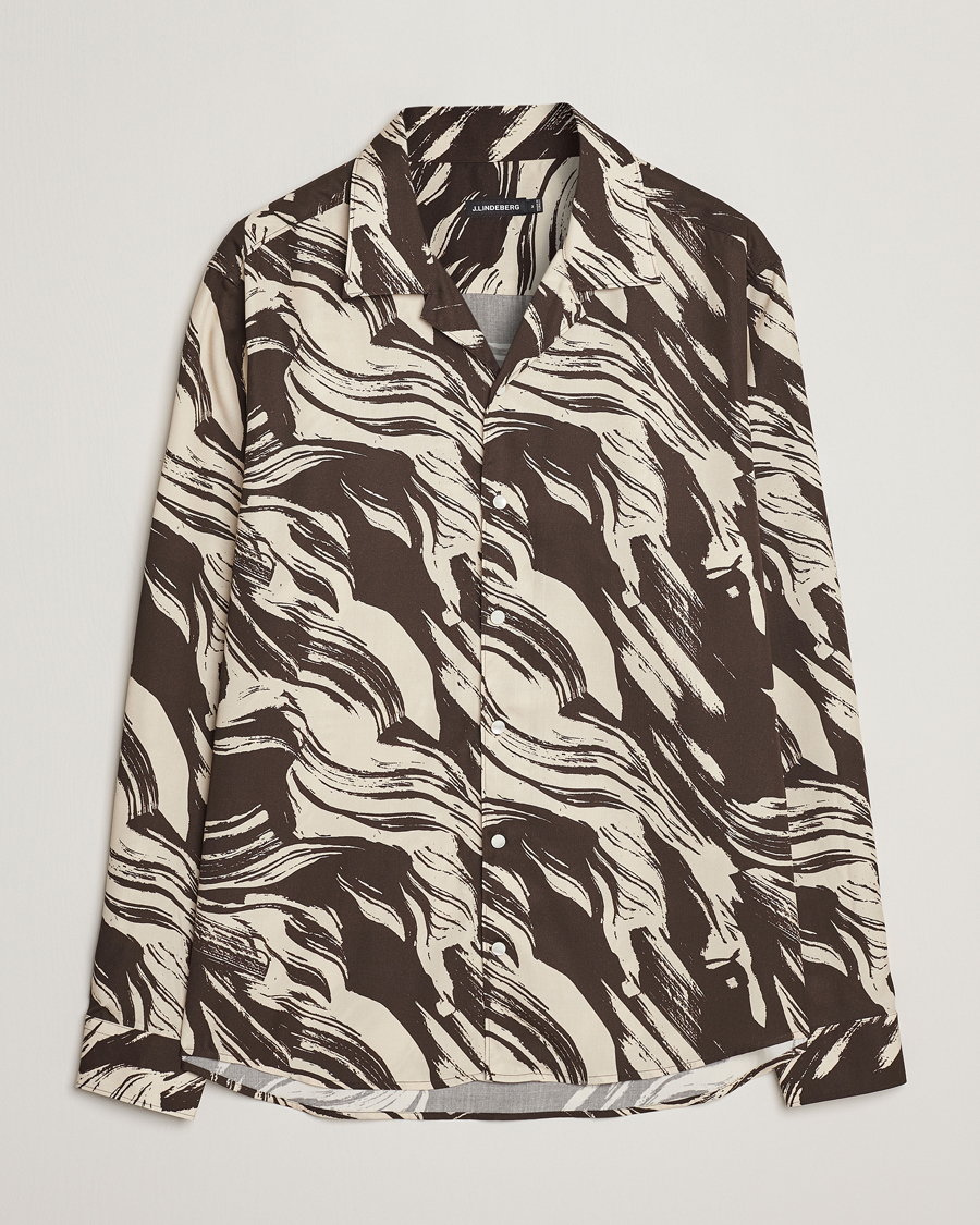 Heren | Overhemden | J.Lindeberg | Playa Printed Tencel Lounge Shirt Delicioso