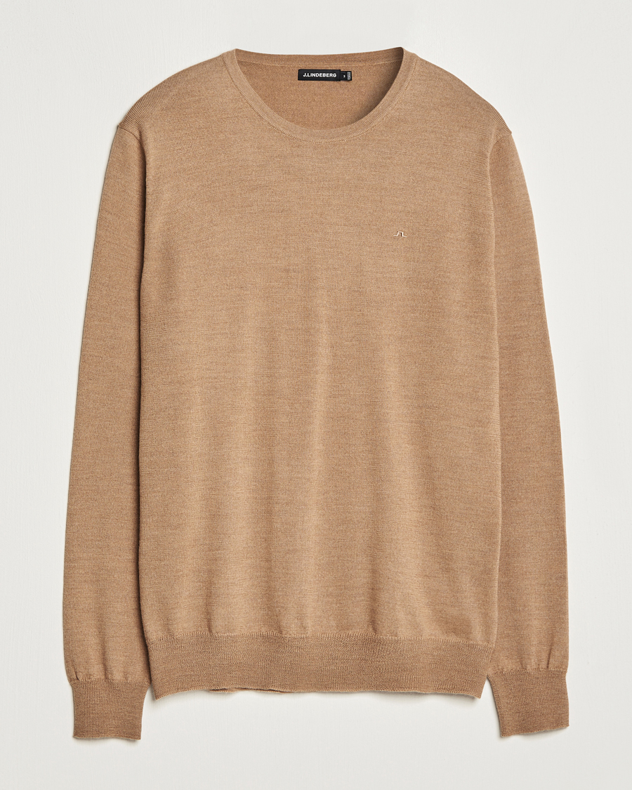 Heren | Truien | J.Lindeberg | Lyle True Merino Crew Neck Pullover Chipmunk Melange
