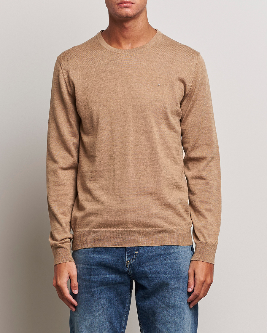 Heren | Truien | J.Lindeberg | Lyle True Merino Crew Neck Pullover Chipmunk Melange