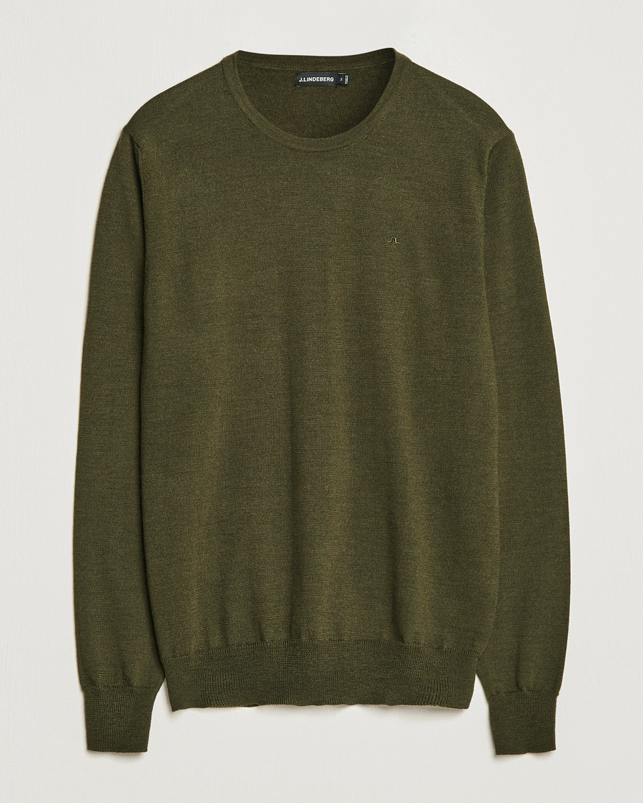 Heren | Truien | J.Lindeberg | Lyle True Merino Crew Neck Pullover Forest Green