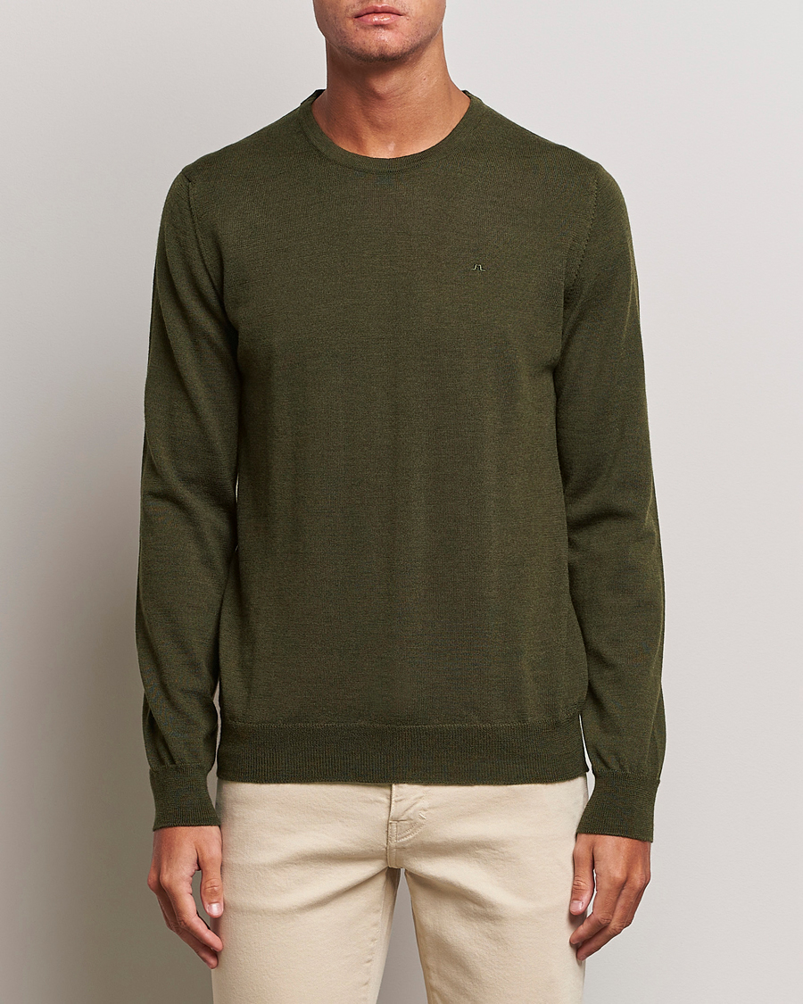 Heren | Truien | J.Lindeberg | Lyle True Merino Crew Neck Pullover Forest Green