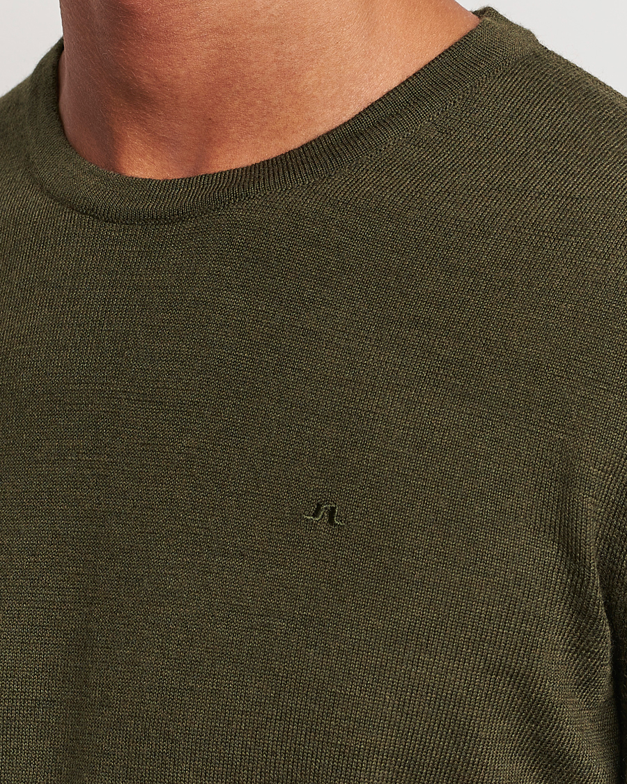 Heren | Truien | J.Lindeberg | Lyle True Merino Crew Neck Pullover Forest Green