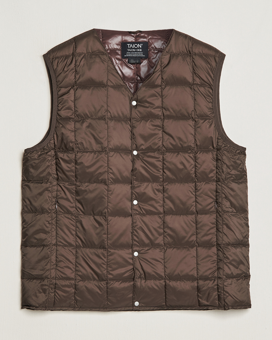 Heren | Jassen | TAION | V-Neck Lightweight Down Vest Dark Choco