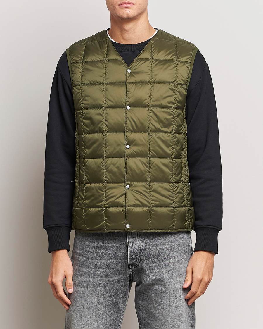 Heren |  | TAION | V-Neck Lightweight Down Vest Dark Olive