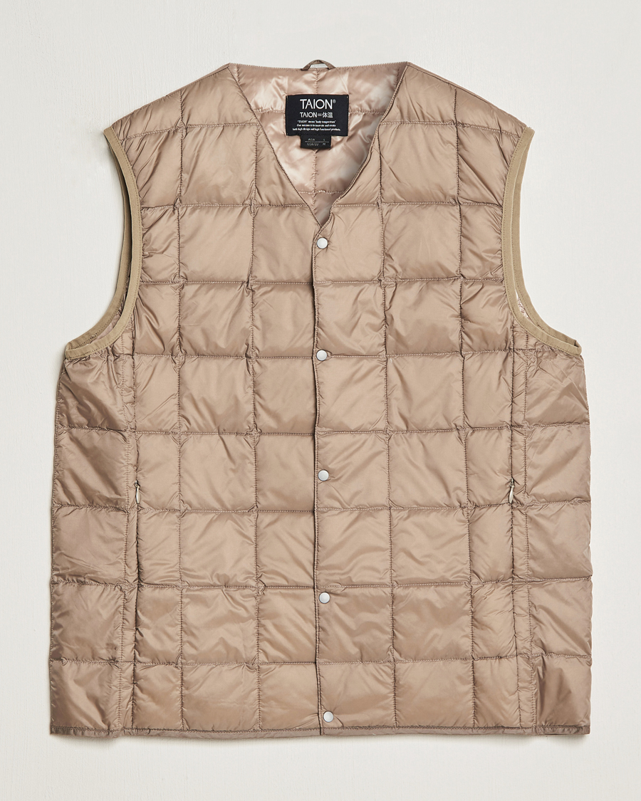 Heren | Jassen | TAION | V-Neck Lightweight Down Vest Khaki