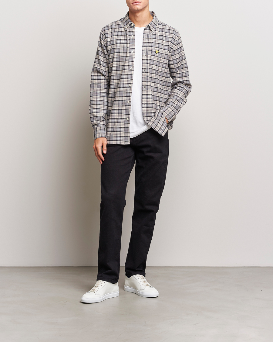 Heren | Overhemden | Lyle & Scott | Checked Flannel Button Down Shirt Cove White