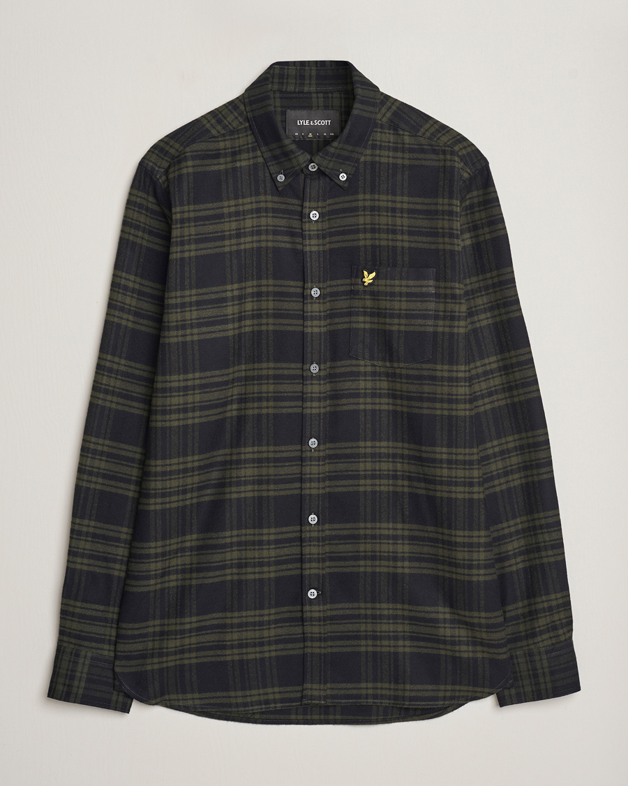 Heren | Overhemden | Lyle & Scott | Checked Flannel Button Down Shirt Mountain Moss