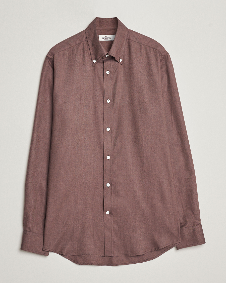 Heren |  | Morris Heritage | Herringbone Brushed Cotton Shirt Brown