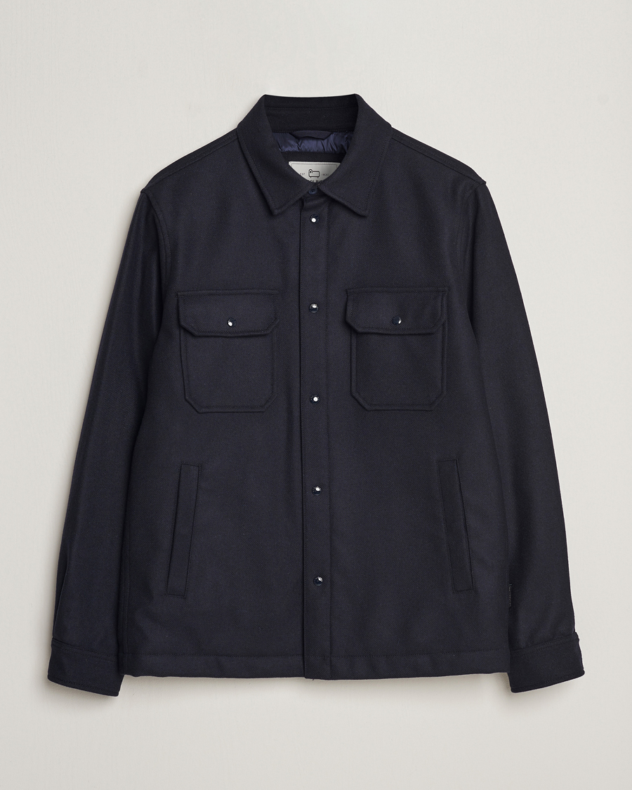 Heren | Jassen | Woolrich | Alaskan Melton Wool Overshirt Melton Blue