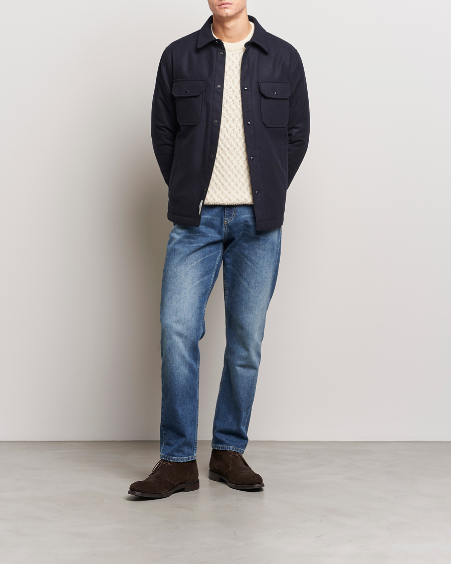 Heren | Jassen | Woolrich | Alaskan Melton Wool Overshirt Melton Blue
