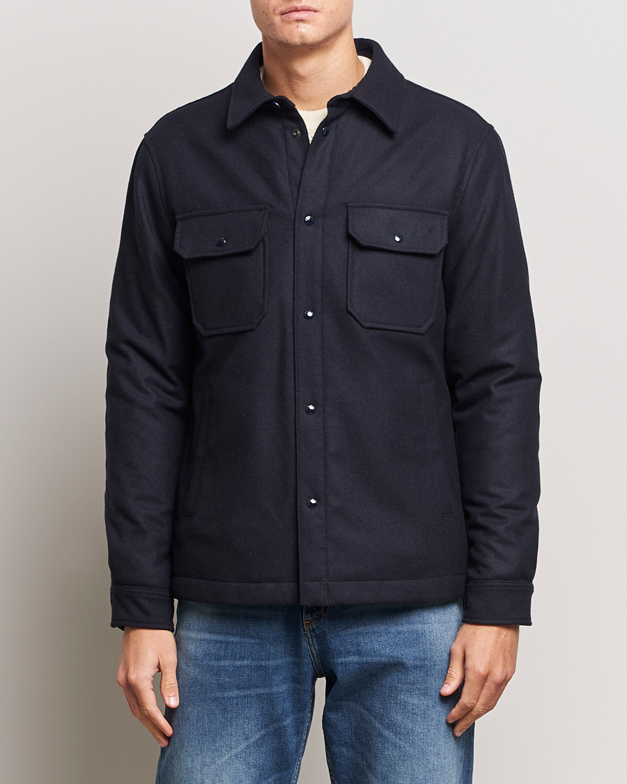 Heren | Jassen | Woolrich | Alaskan Melton Wool Overshirt Melton Blue