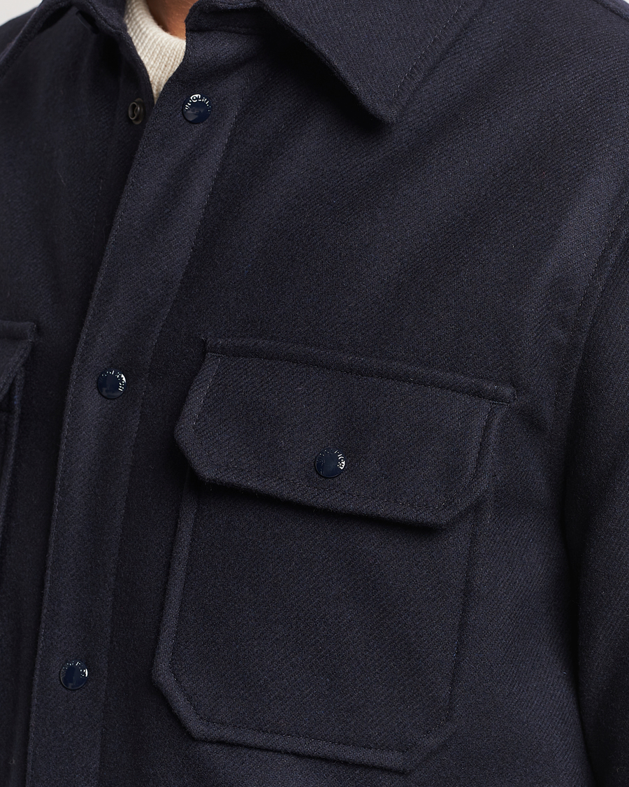 Heren | Jassen | Woolrich | Alaskan Melton Wool Overshirt Melton Blue