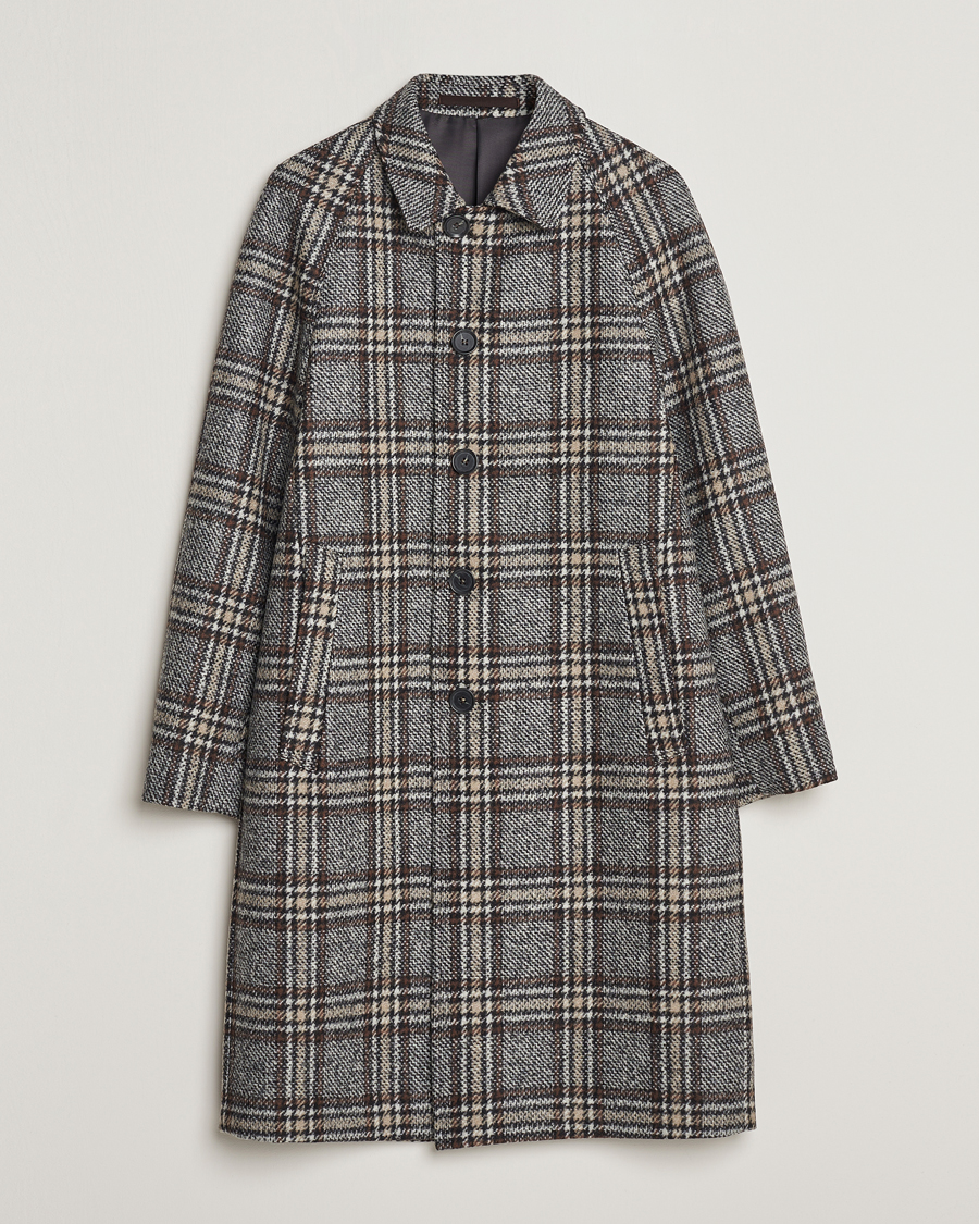 Heren | Jassen | Oscar Jacobson | Sala Checked Raglan Wool Coat Brown