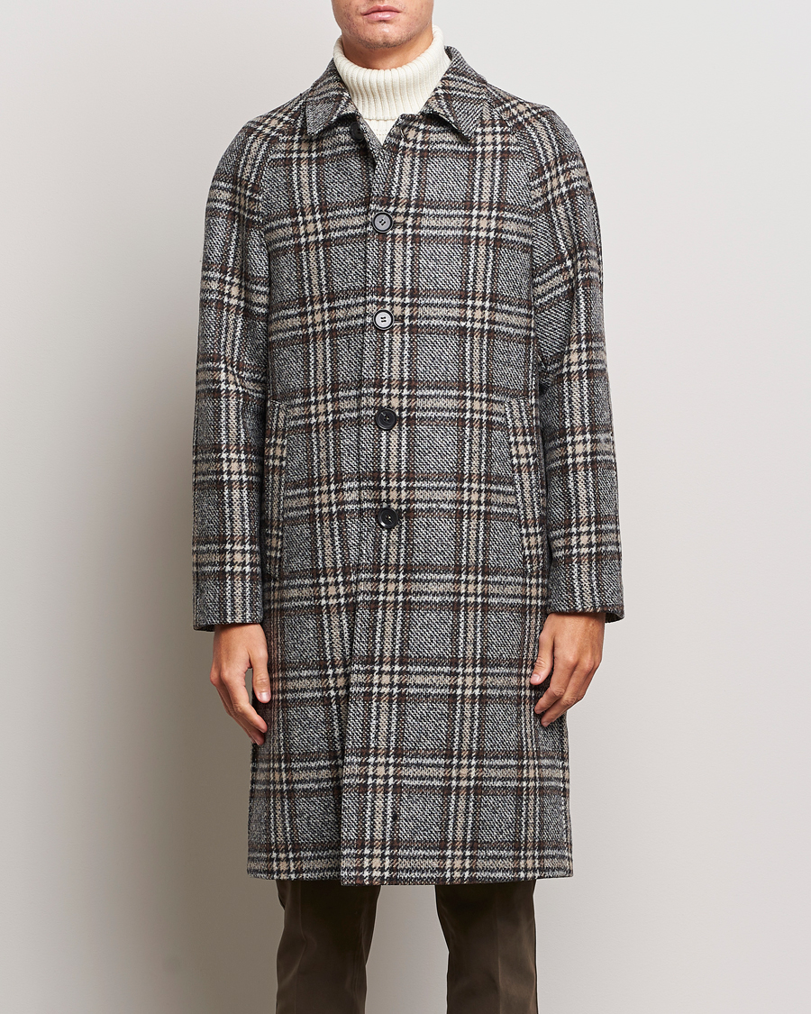 Heren | Jassen | Oscar Jacobson | Sala Checked Raglan Wool Coat Brown
