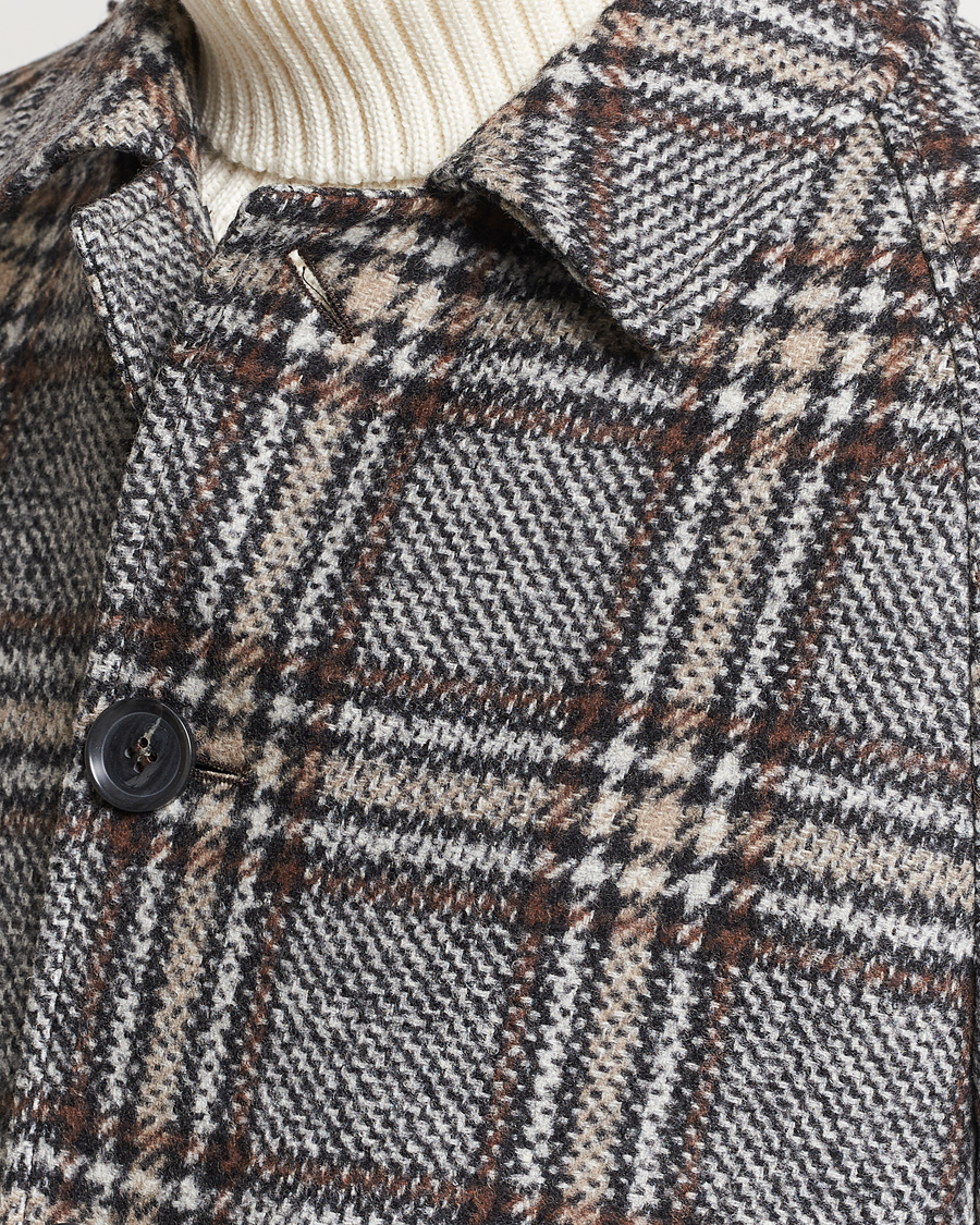 Heren | Jassen | Oscar Jacobson | Sala Checked Raglan Wool Coat Brown