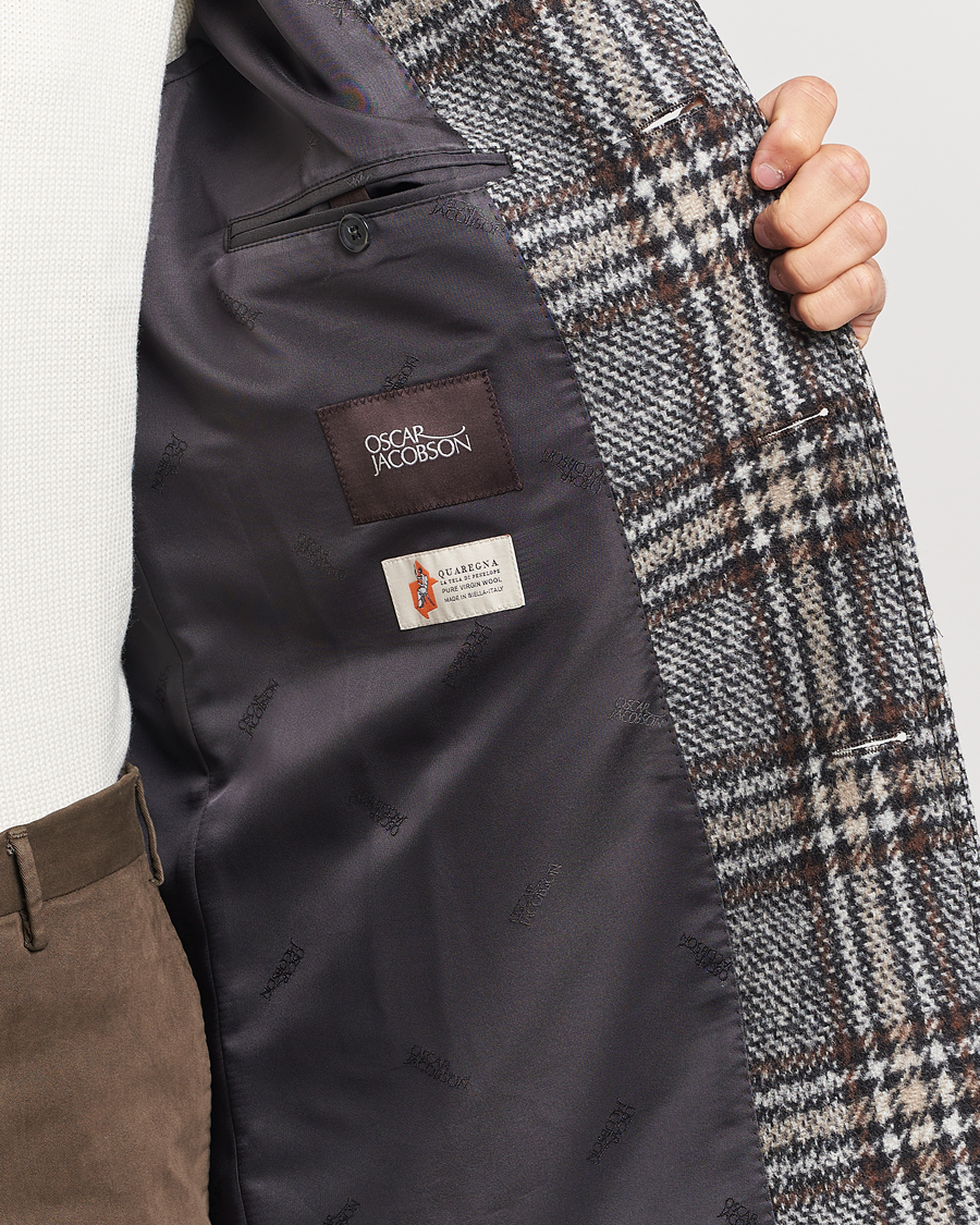 Heren | Jassen | Oscar Jacobson | Sala Checked Raglan Wool Coat Brown