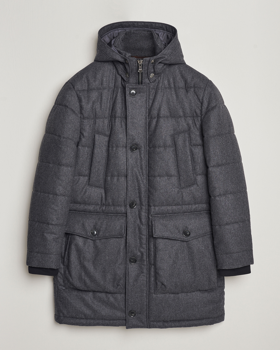 Heren | Jassen | Oscar Jacobson | Stormar Padded Wool Parka Grey Melange