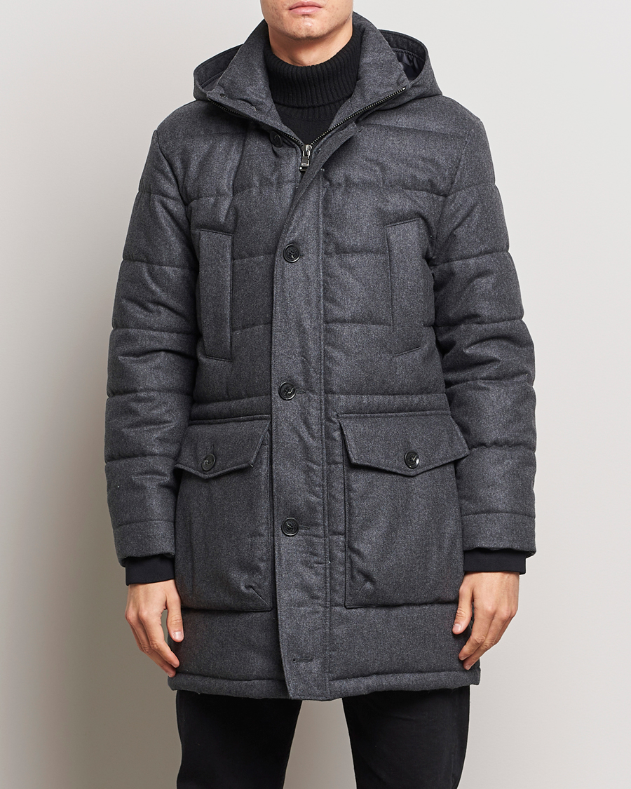 Heren | Jassen | Oscar Jacobson | Stormar Padded Wool Parka Grey Melange