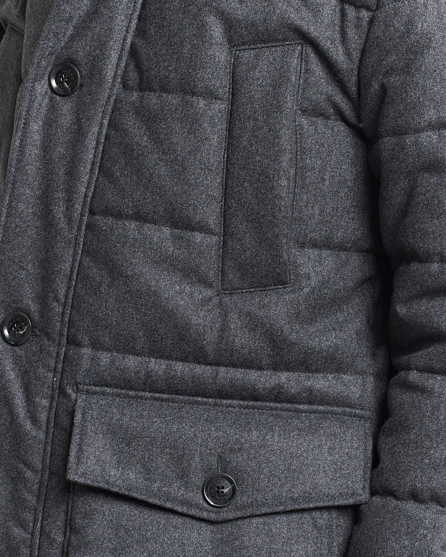 Heren | Jassen | Oscar Jacobson | Stormar Padded Wool Parka Grey Melange