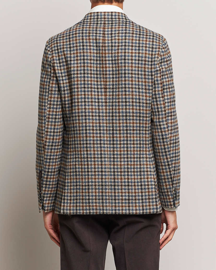 Heren | Blazers | Oscar Jacobson | Fogerty Soft Small Checked Wool Blazer Blue/Brown