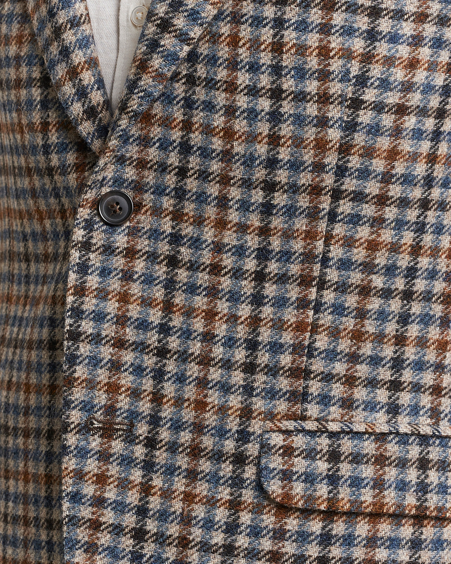 Heren | Blazers | Oscar Jacobson | Fogerty Soft Small Checked Wool Blazer Blue/Brown