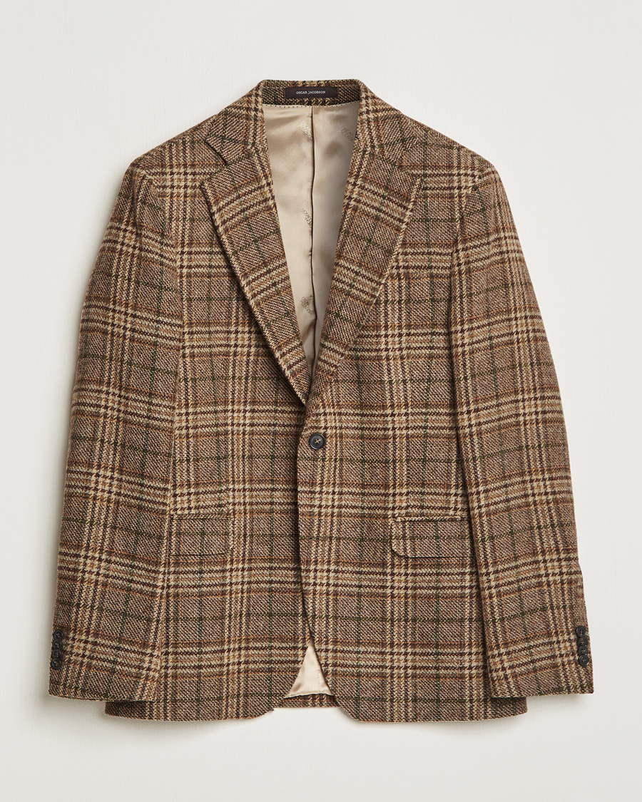 Heren | Blazers | Oscar Jacobson | Fogerty Soft Checked Wool Blazer Brown