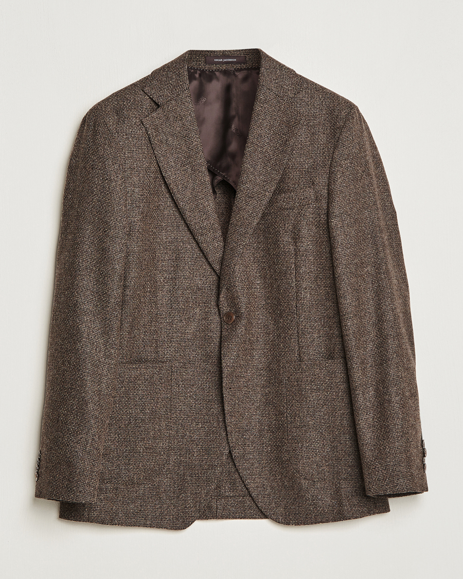 Heren | Blazers | Oscar Jacobson | Ferry Patch Hopsack Wool/Cotton/Cashmere Blazer Brown