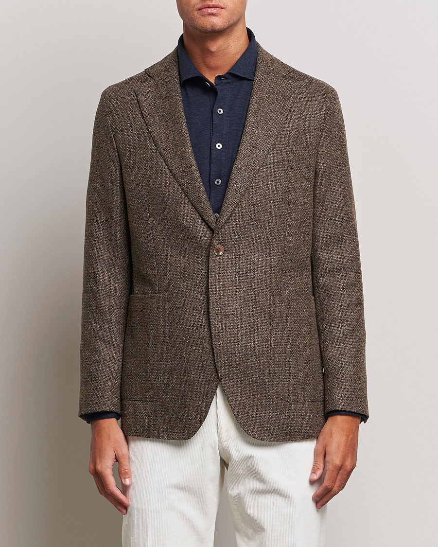 Heren | Blazers | Oscar Jacobson | Ferry Patch Hopsack Wool/Cotton/Cashmere Blazer Brown