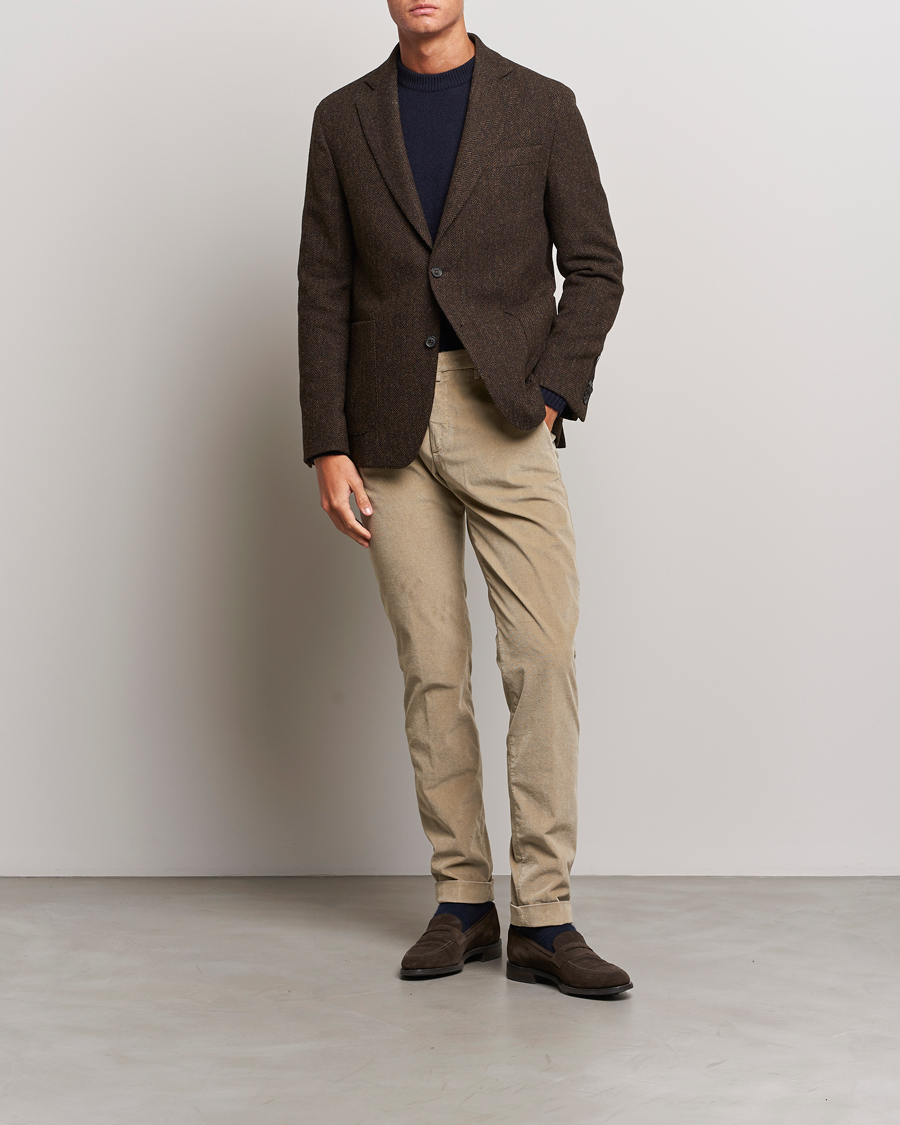 Heren | Blazers | Oscar Jacobson | Fogerty Moon Herringbone Tweed Blazer Brown