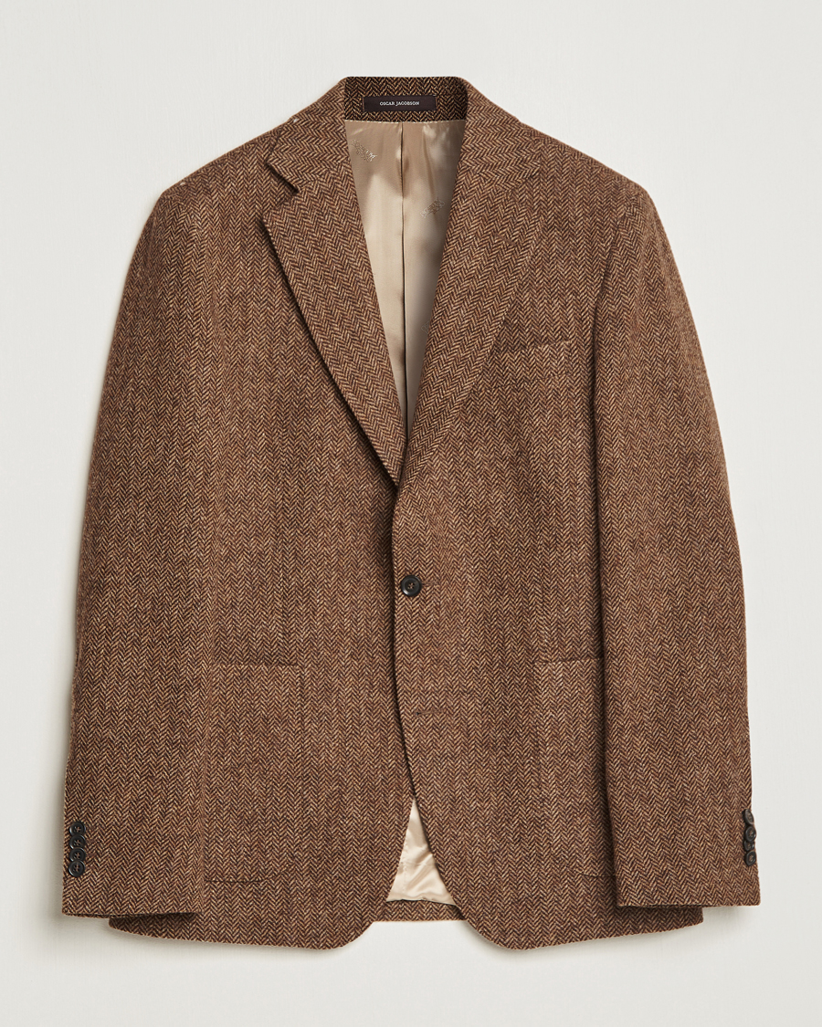 Heren | Blazers | Oscar Jacobson | Fogerty Moon Herringbone Tweed Blazer Beige
