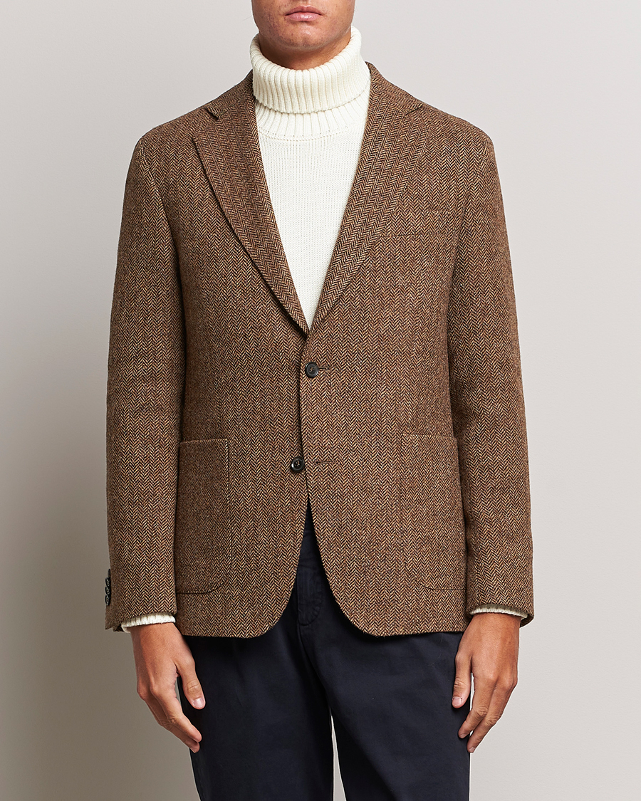 Heren | Blazers | Oscar Jacobson | Fogerty Moon Herringbone Tweed Blazer Beige