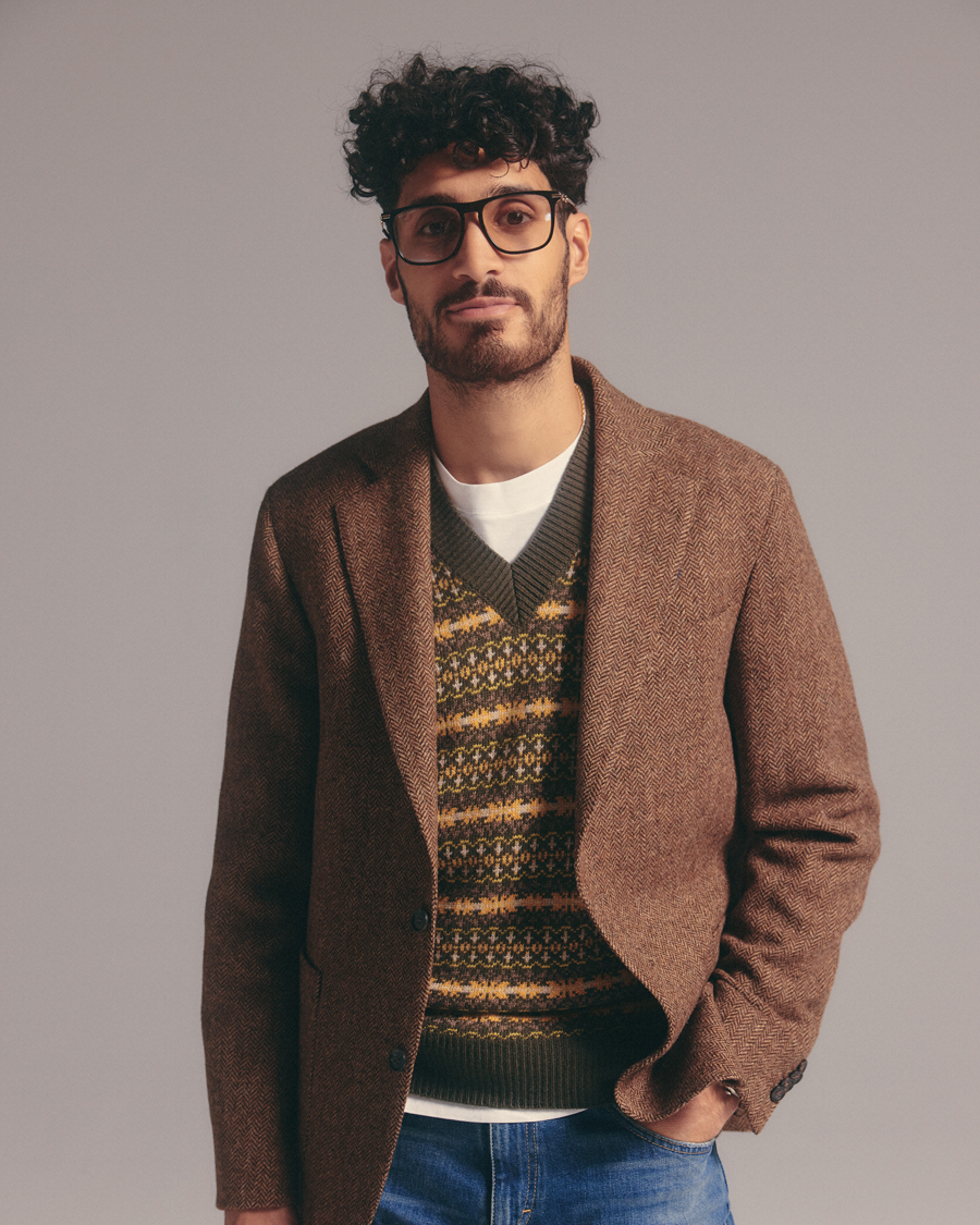 Heren | Blazers | Oscar Jacobson | Fogerty Moon Herringbone Tweed Blazer Beige