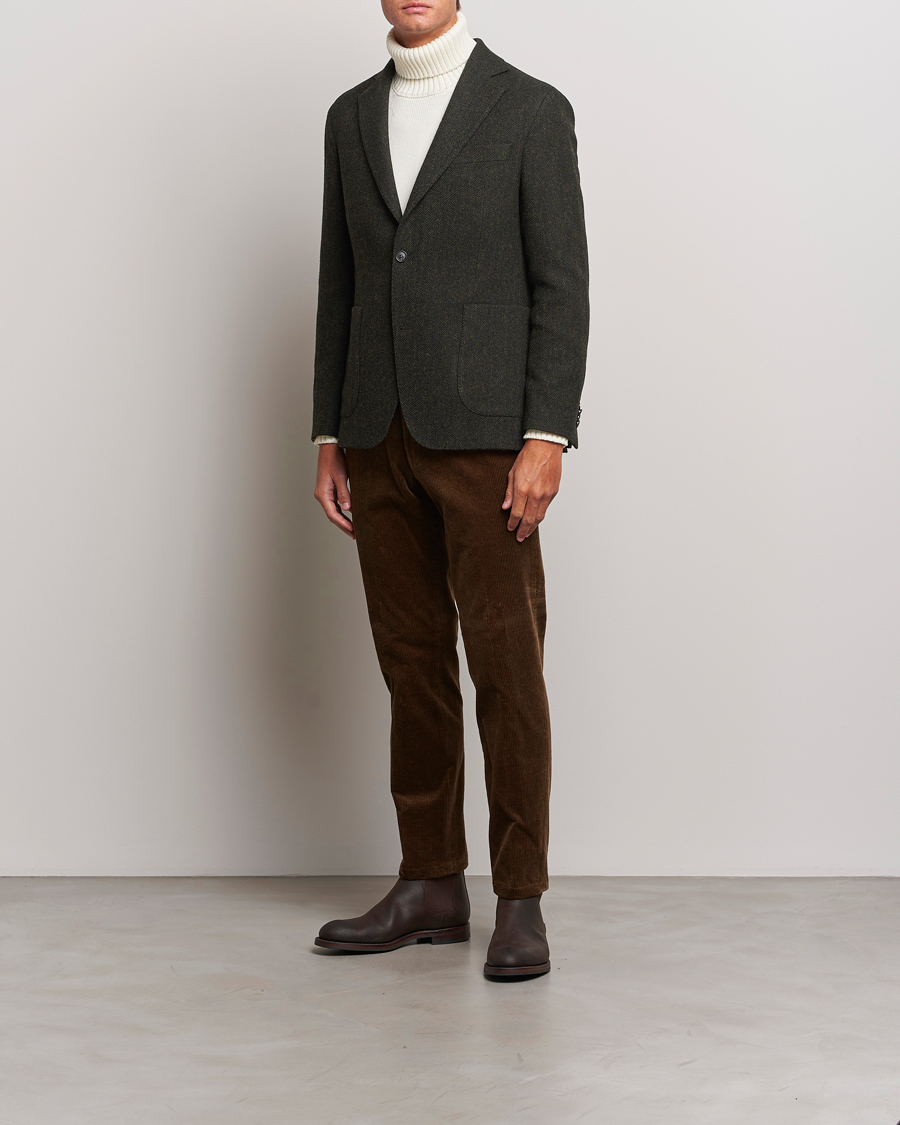Heren | Blazers | Oscar Jacobson | Fogerty Moon Herringbone Tweed Blazer Green
