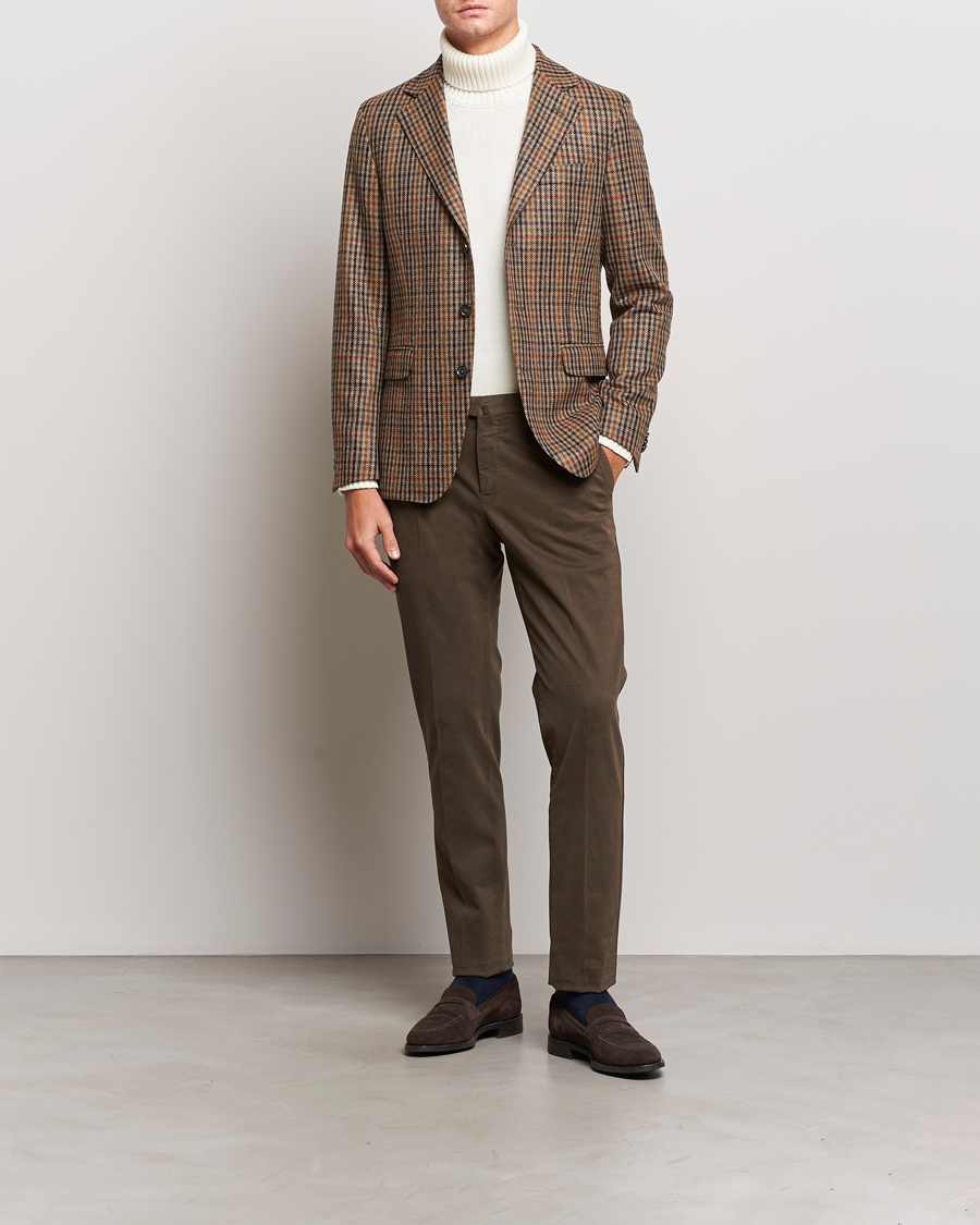 Heren | Blazers | Oscar Jacobson | Eizer Houndstooth Wool/Cashmere Blazer Brown