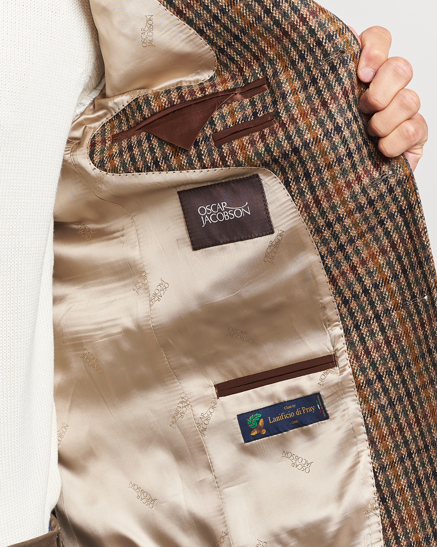 Heren | Blazers | Oscar Jacobson | Eizer Houndstooth Wool/Cashmere Blazer Brown